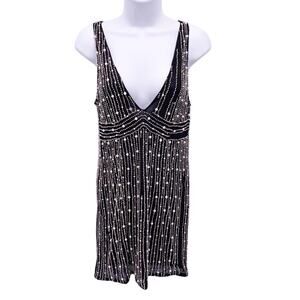 h:ours black beaded mini dress size small *flaws*